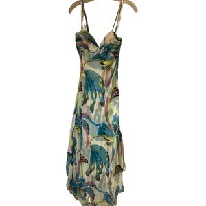 BRAND NEW!!! BCBG Paris Island Blue Chiffon Maxi Dress with Sequins